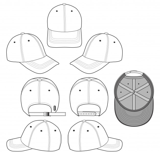 626x605 baseball cap fashion flat technical drawing template vector - Baseball Hat Drawing