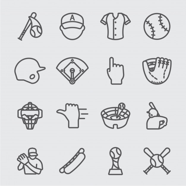 626x626 Baseball Line Icon Vector Premium Download - Baseball Line Drawing