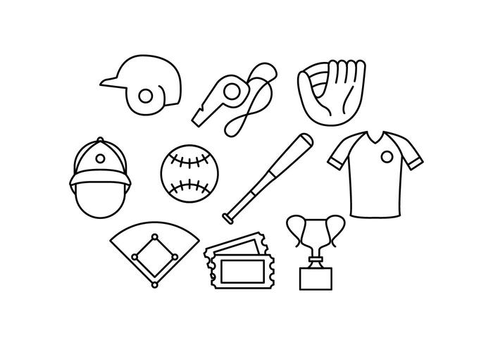 700x490 Free Baseball Line Icon Vector - Baseball Line Drawing