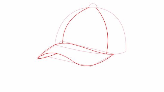 550x309 How To Draw A Baseball Cap Steps - Baseball Line Drawing