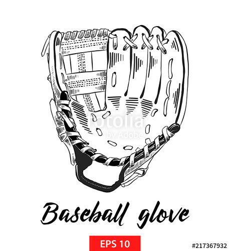 459x500 vector engraved style illustration for posters, decoration - Baseball Mitt Drawing