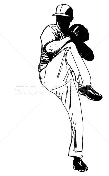 372x600 baseball pitcher, sketch illustration vector illustration bojana - Baseball Pitcher Drawing