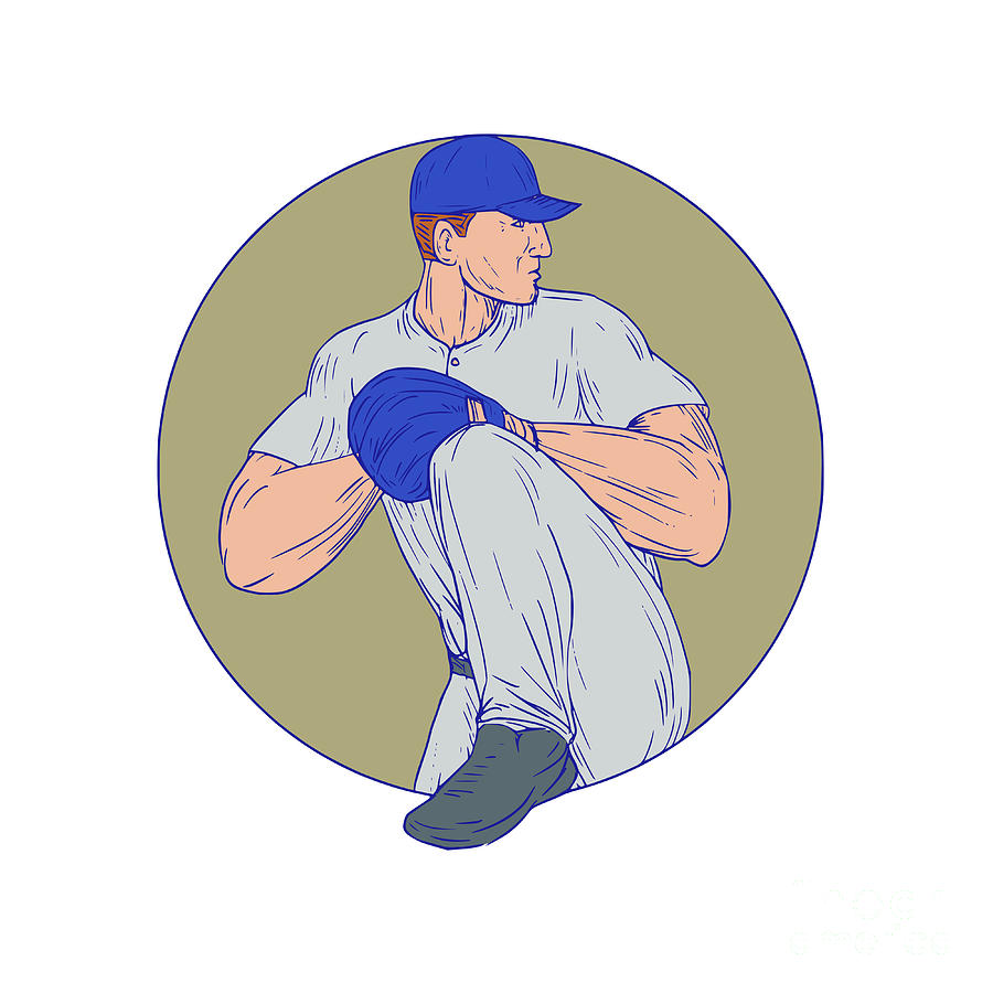 900x900 american baseball pitcher throw ball circle drawing digital art - Baseball Pitcher Drawing