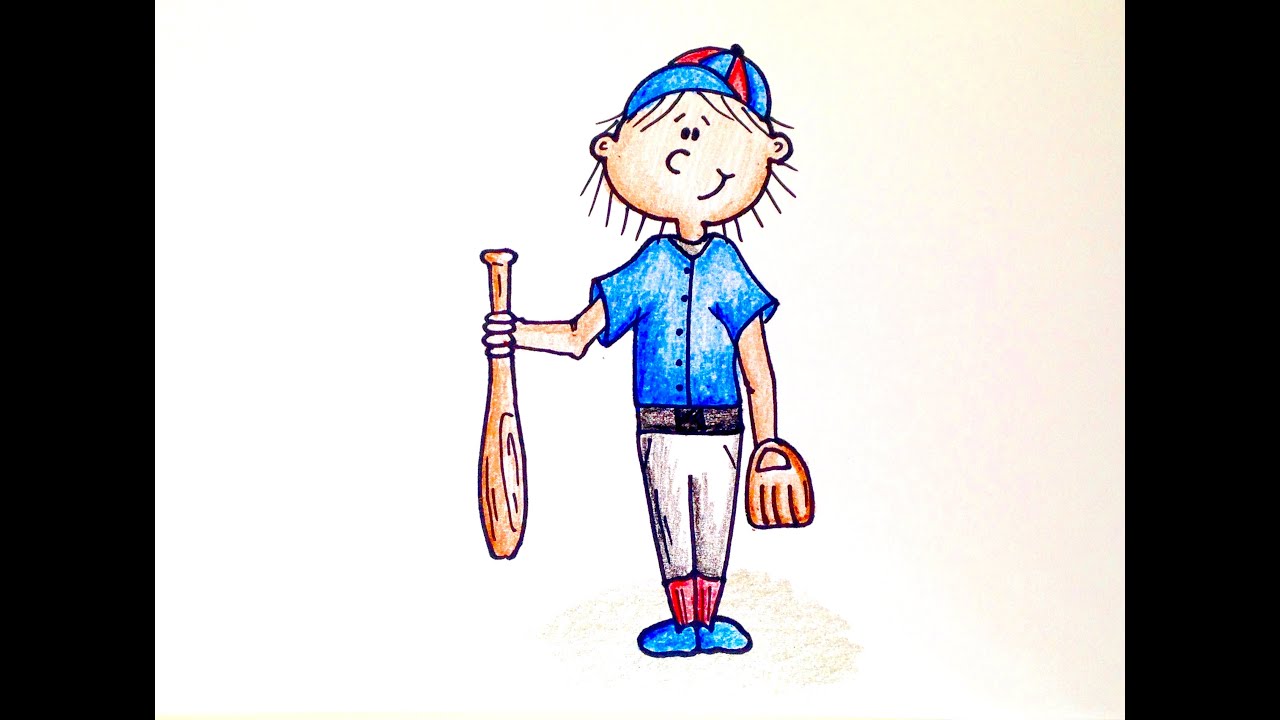 1280x720 Drawing Lesson For Kids How To Draw A Baseball Player - Baseball Player Drawing