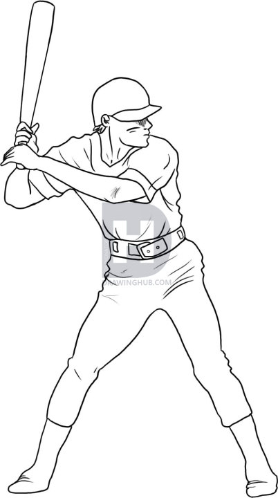 402x720 How To Draw A Baseball Player, Step - Baseball Player Drawing