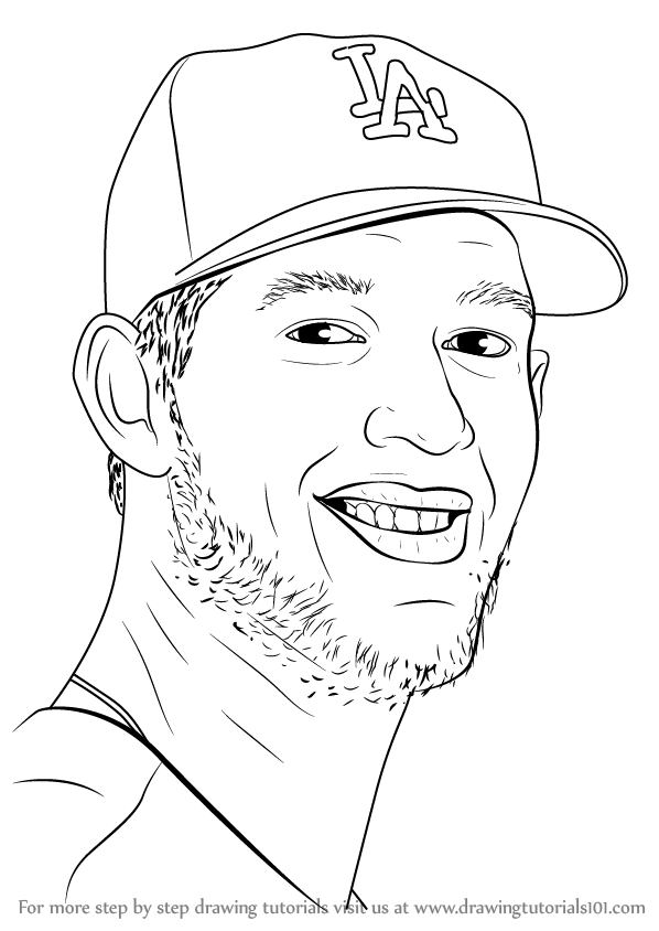 598x844 learn how to draw clayton kershaw - Baseball Player Drawing