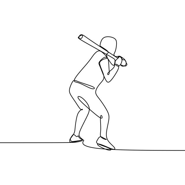 640x640 One Line Drawing Of Baseball Player Vector Illustration, Linear - Baseball Player Drawing
