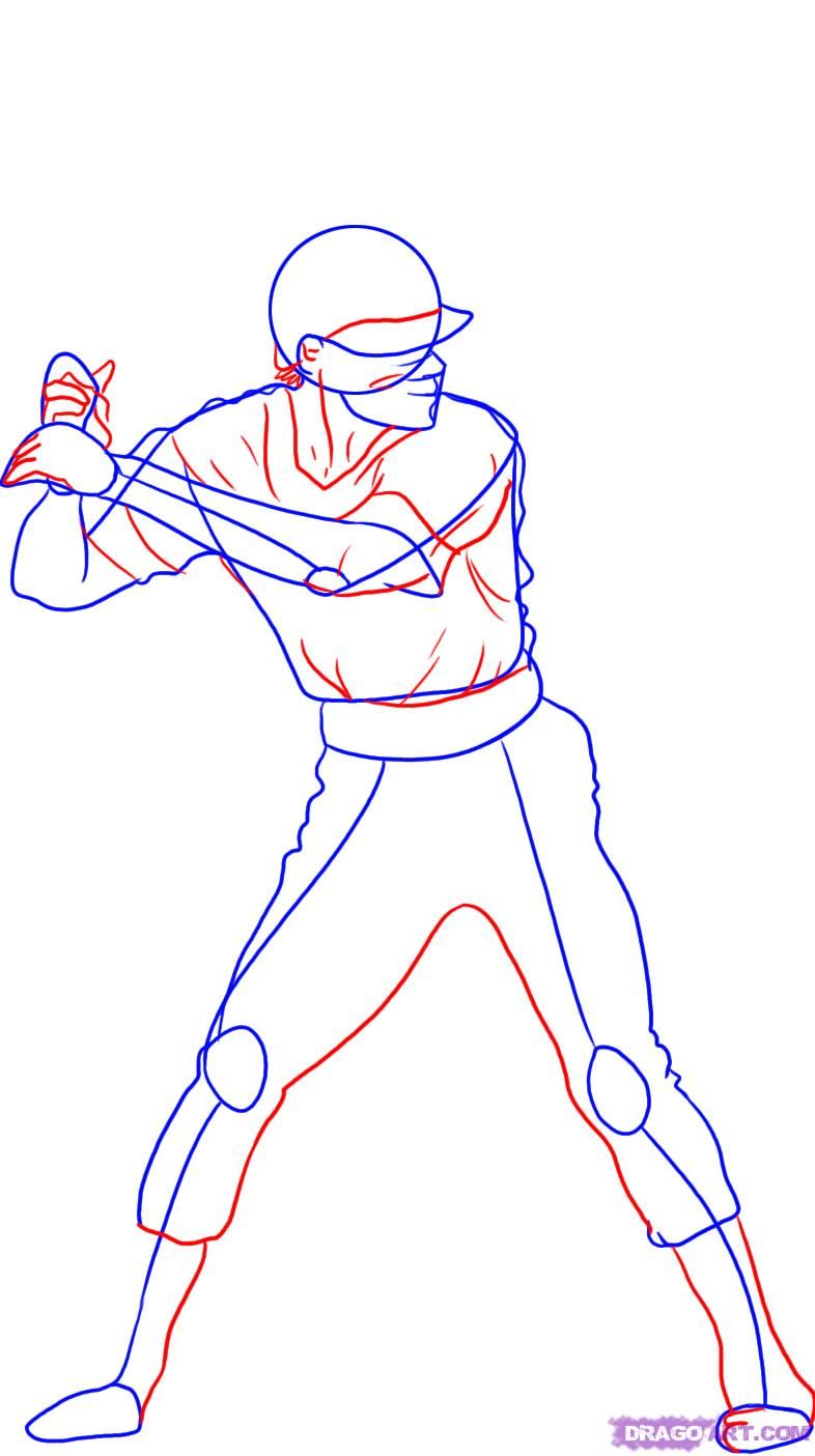 786x1405 How To Draw A Baseball Player Step Drawing Baseball Drawings - Baseball Player Drawing