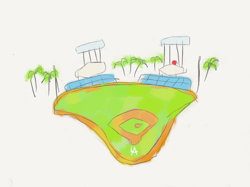 1024x768 Drawings Of Dodger Stadium - Baseball Stadium Drawing