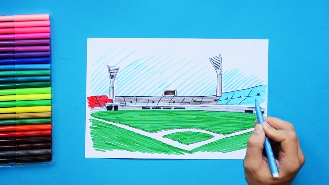 1280x720 How To Draw And Color A Baseball Ballpark - Baseball Stadium Drawing