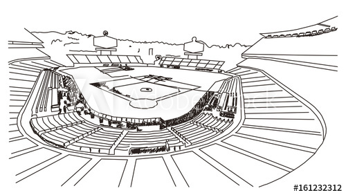 500x282 Sketch Of Baseball Stadium In Vector Illustration - Baseball Stadium Drawing