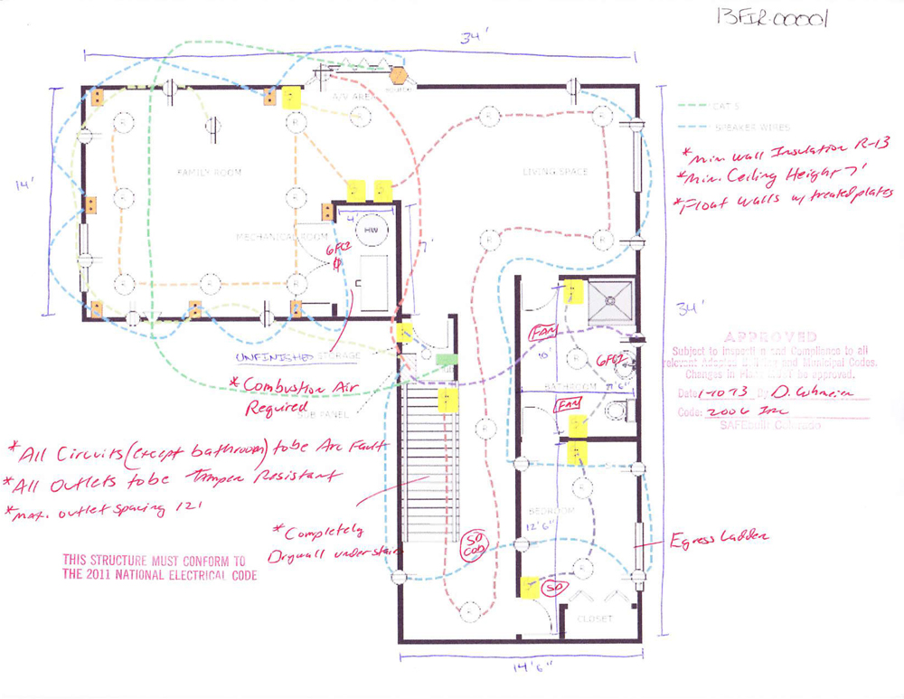 1000x773 basement finishing plans - Basement Drawing