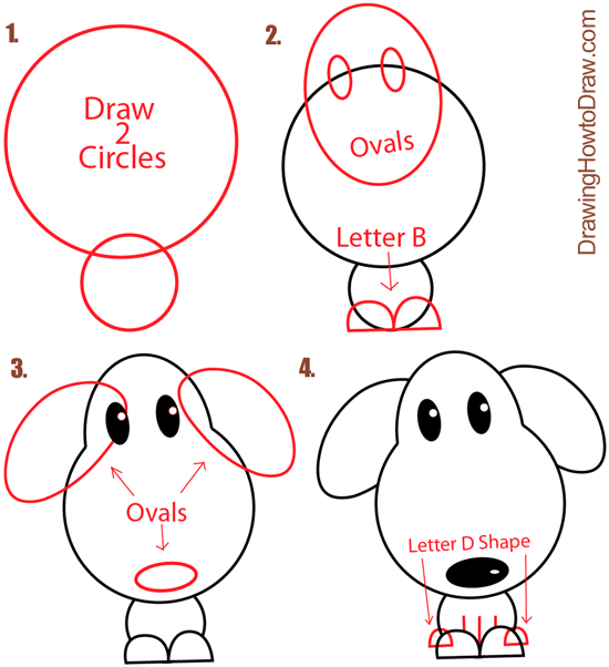 550x602 Big Guide To Drawing Cartoon Dogs Puppies With Basic Shapes - Basic Dog Drawing
