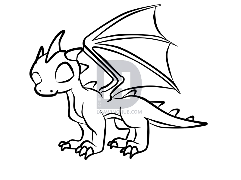800x600 How To Draw A Baby Dragon, Step - Basic Dragon Drawing