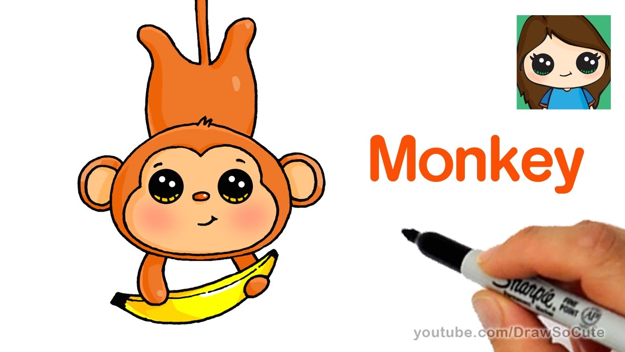 1280x720 How To Draw A Cartoon Monkey Easy - Basic Monkey Drawing