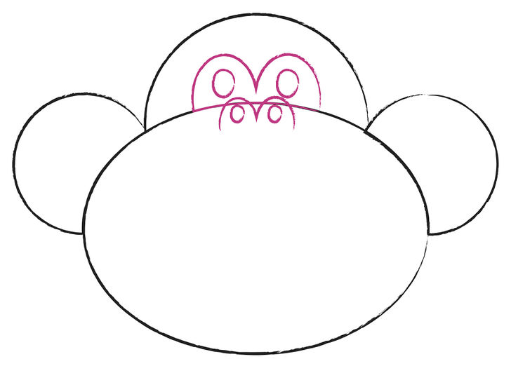 728x522 How To Draw A Cartoon Monkey Face Steps - Basic Monkey Drawing
