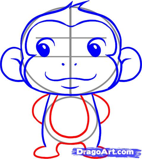 478x535 How To Draw A Simple Monkey, Step - Basic Monkey Drawing