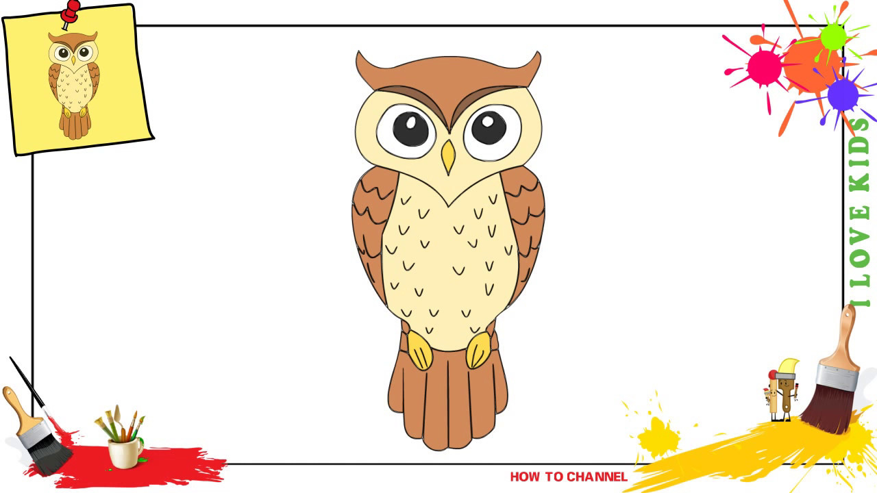 1280x720 how to draw an owl simple, easy slowly step - Basic Owl Drawing