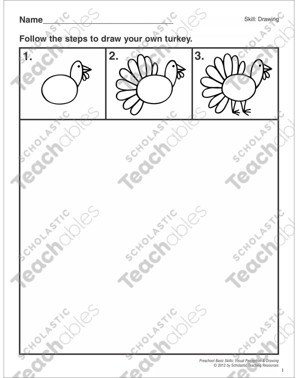 588x745 Drawing A Turkey Preschool Basic Skills - Basic Turkey Drawing