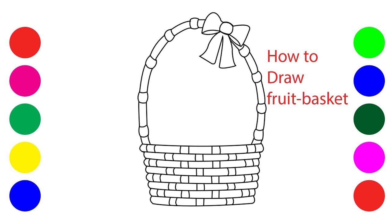 Easy steps for kids. Basket draw. Корзина рисунок для детей карандашом. Basket Color. Корзина с фруктами шаблон для аппликации.