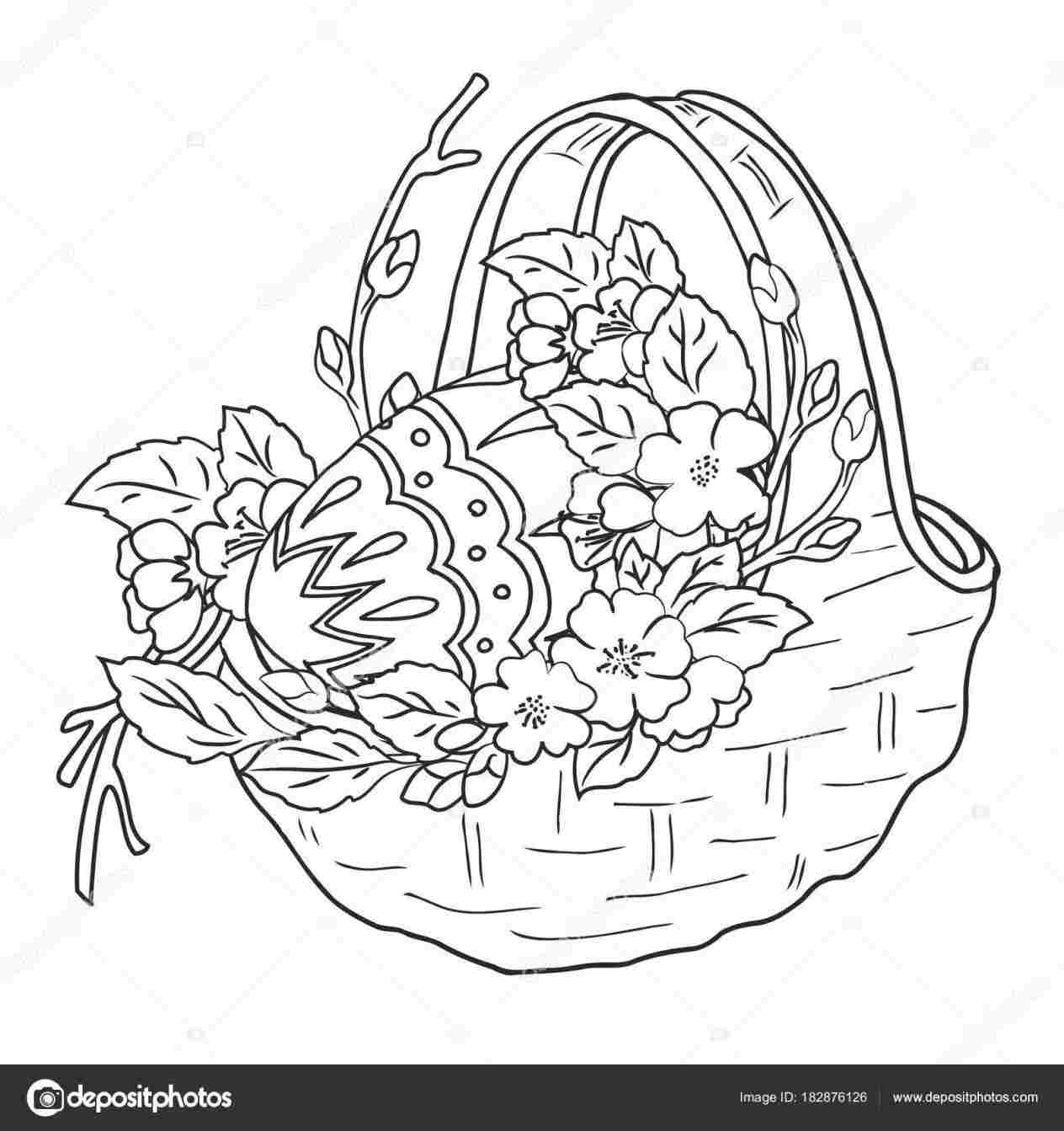 1264x1343 Flower On Easter Basket Drawings - Basket Drawings