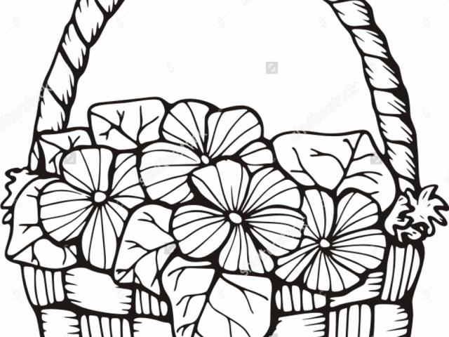 640x480 Drawing Of Basket Of Flowers - Basket Of Flowers Drawing