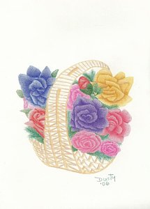215x300 Basket Flowers Drawings - Basket Of Flowers Drawing