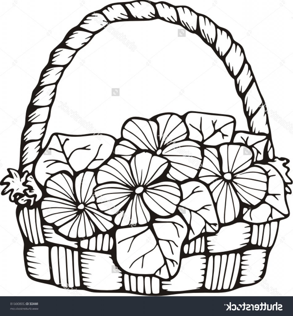 949x1024 drawing of basket basket of flower drawings easy draw a flower - Basket Of Flowers Drawing
