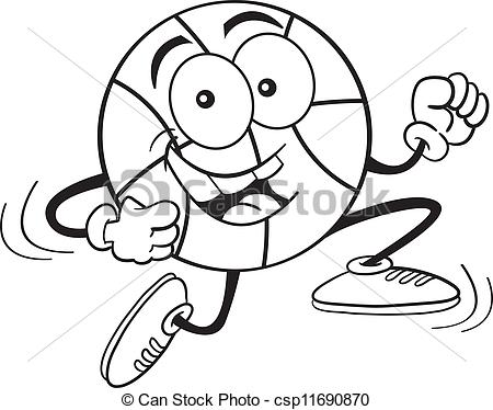 450x374 Cartoon Basketball Running - Basketball Cartoon Drawing