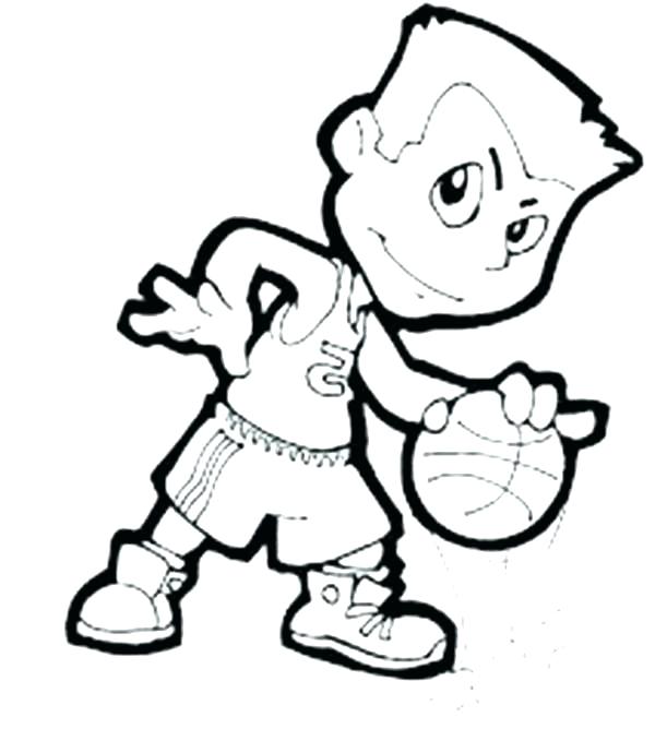 600x668 Coloring Pages Of Basketball Player - Basketball Cartoon Drawing