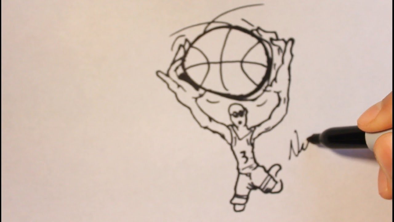 1280x720 How To Draw A Cartoon Basketball Player Step - Basketball Cartoon Drawing