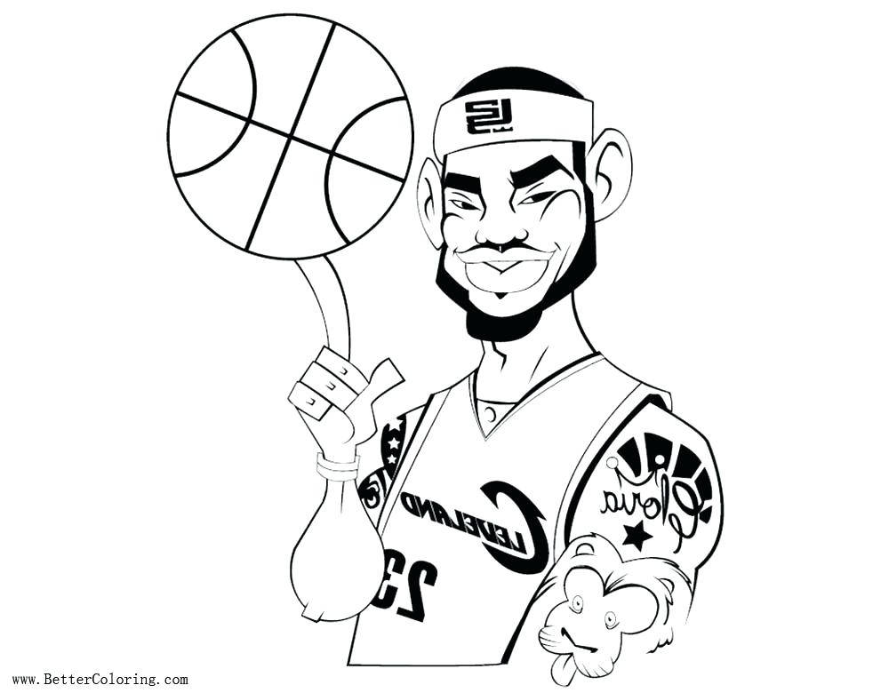 1000x780 Lebron Coloring Pages Free With Basketball Cartoon Drawing - Basketball Cartoon Drawing