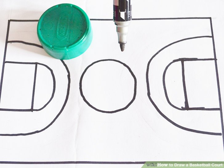 728x546 how to draw a basketball court steps - Basketball Court Drawing
