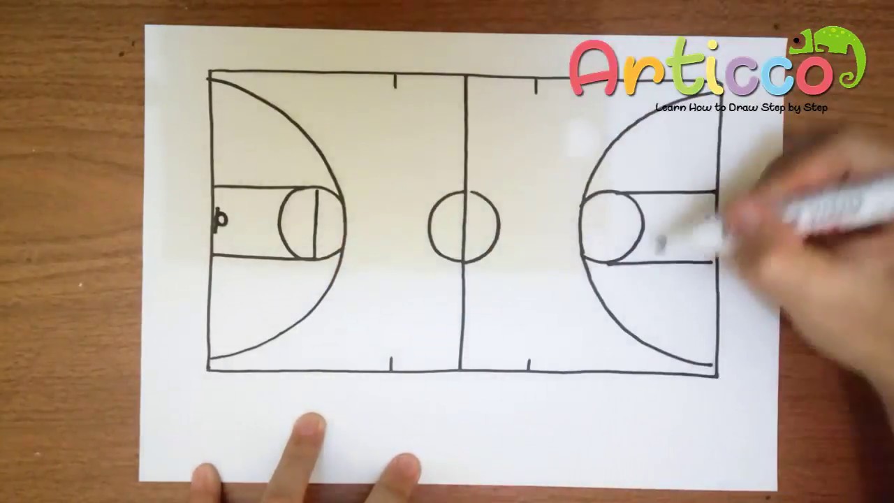 1280x720 how to draw a basketball court step - Basketball Court Drawing