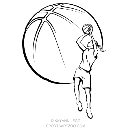 450x450 Girl Basketball Player Shooting Sportsartzoo - Basketball Drawing