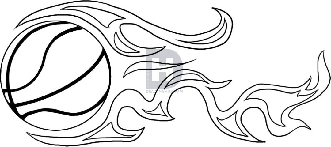 1080x480 How To Draw A Basketball, Step - Basketball Drawing