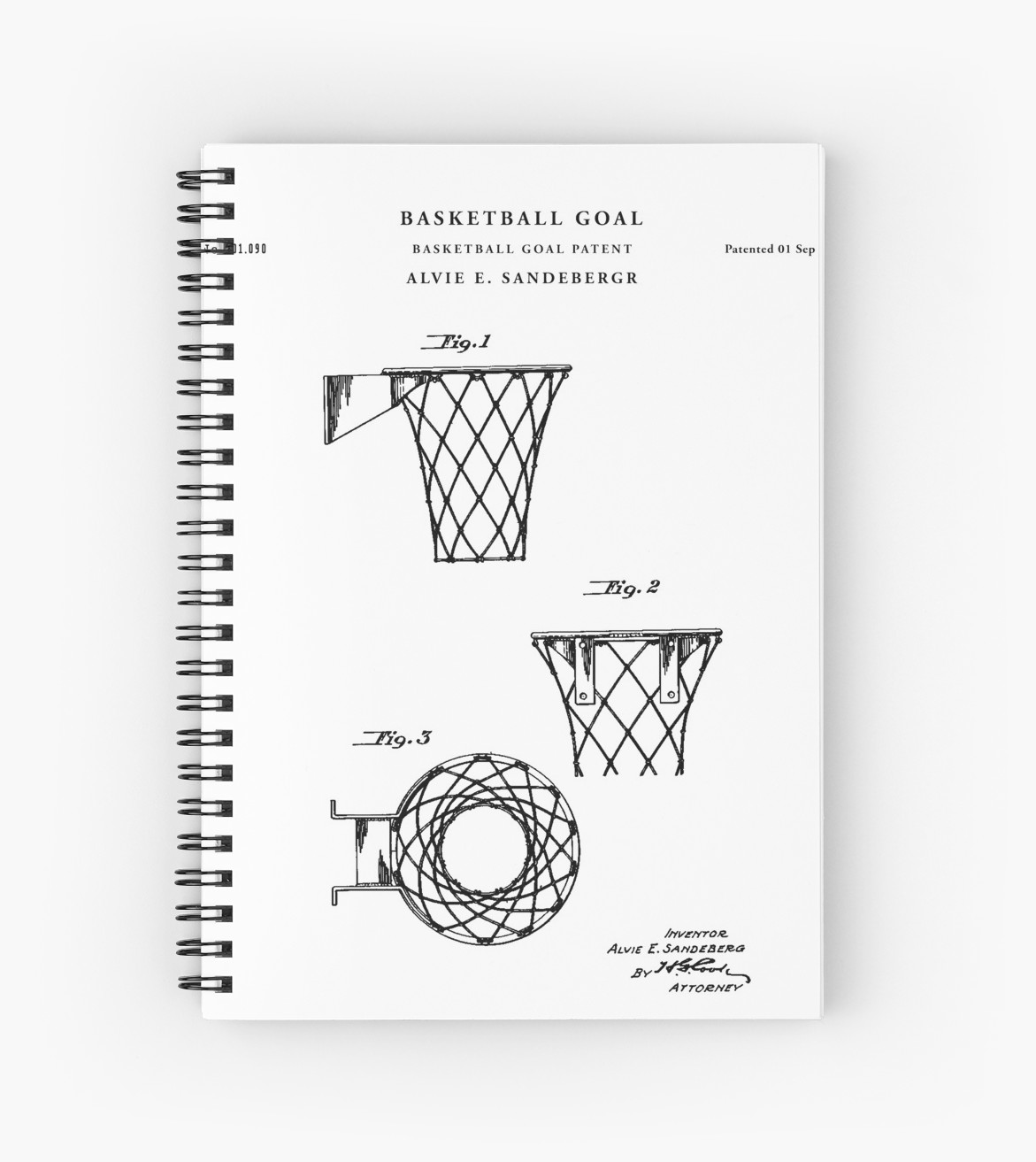1171x1313 basketball goal patent drawing blueprint spiral notebooks - Basketball Goal Drawing