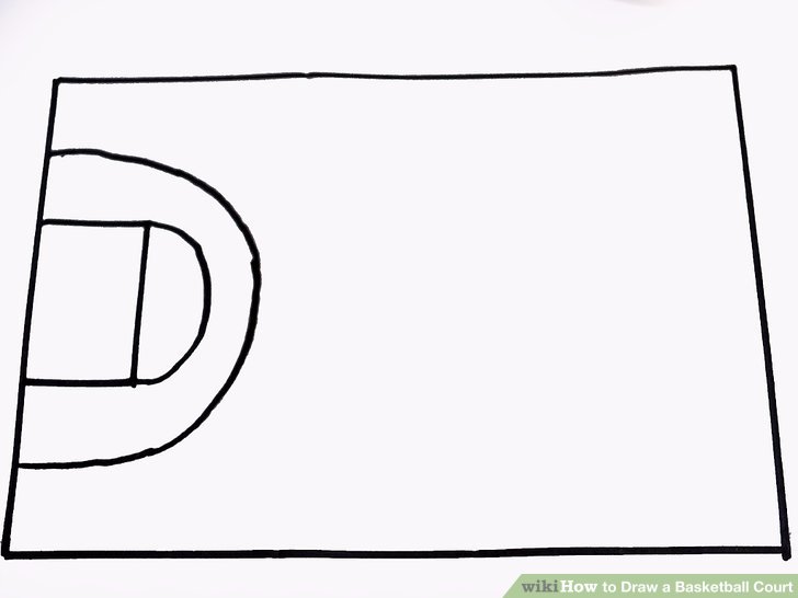 728x546 How To Draw A Basketball Court Steps - Basketball Line Drawing