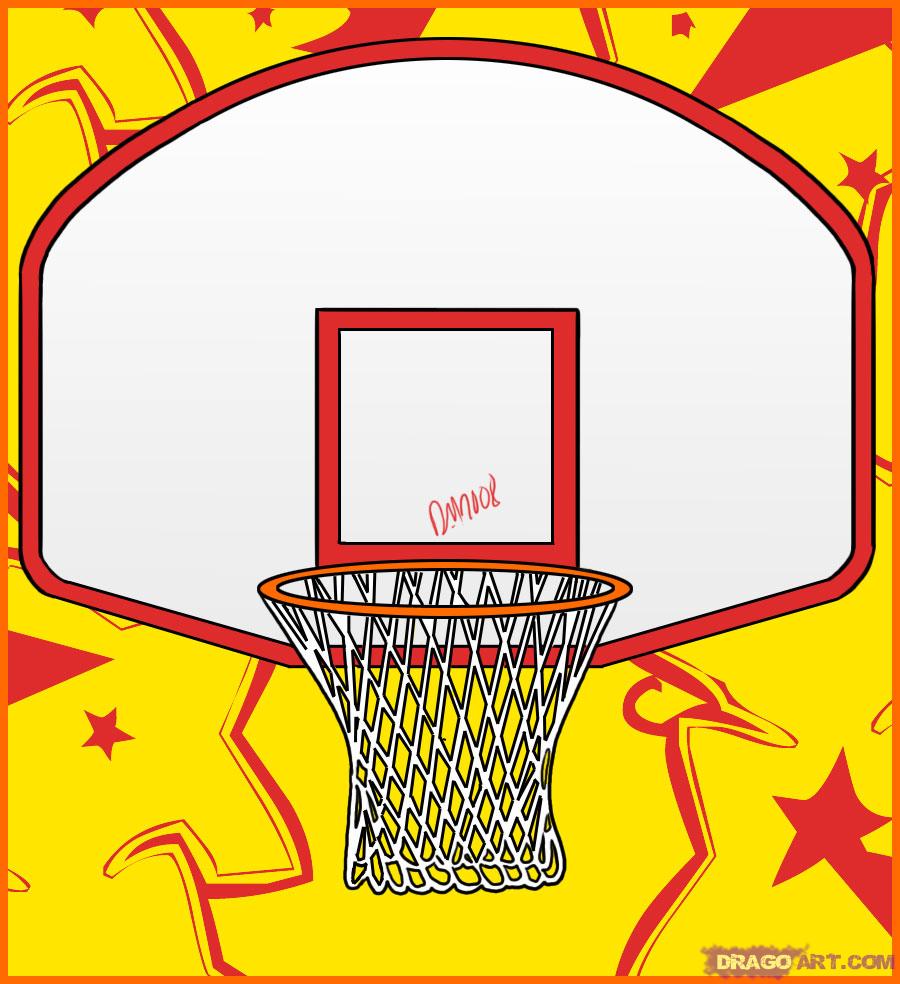 900x984 How To Draw A Basketball Hoop, Step - Basketball Net Drawing