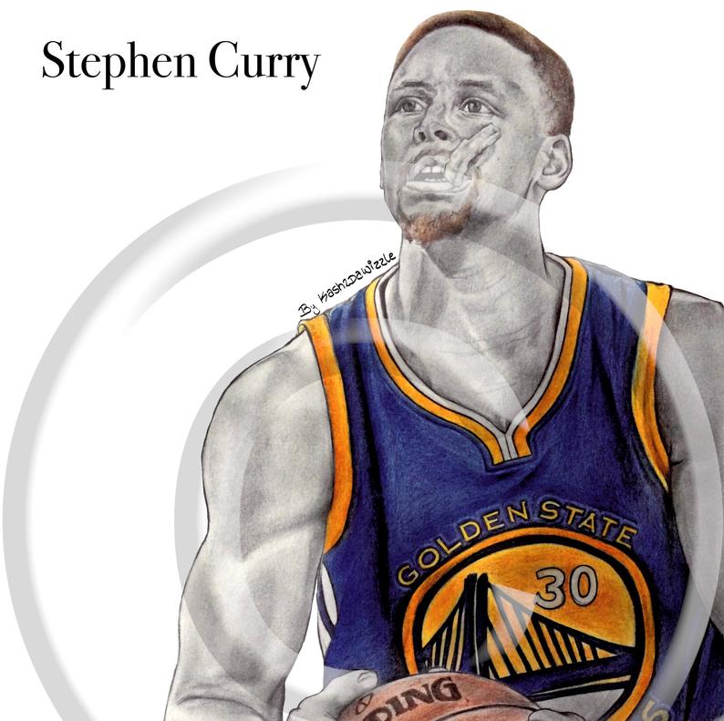 794x791 stephen curry basketball player drawing etsy - Basketball Player Drawing