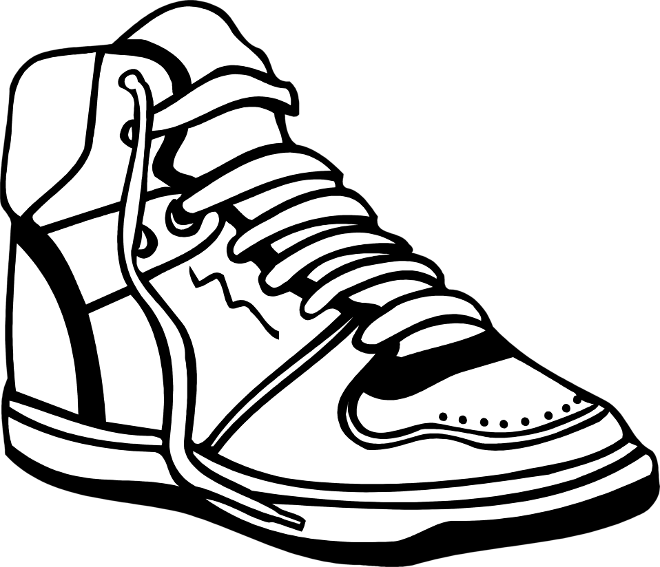 958x824 Basketball Shoes Drawing Black And White Clipart Transparent Stock - Basketball Shoes Drawing
