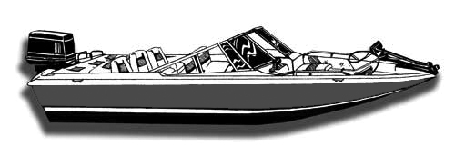 500x160 semi custom cover for fish ski style boat with walk thru - Bass Boat Drawing