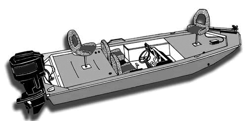 500x245 Semi Custom Cover For Jon Style Bass Boat X - Bass Boat Drawing