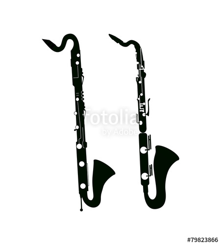 451x500 bass saxophone and clarinet stock image and royalty free vector - Bass Clarinet Drawing