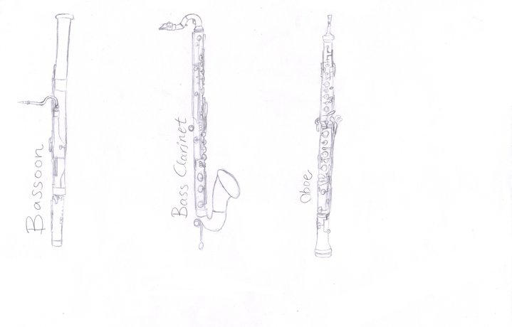 719x460 simple bass clarinet drawing - Bass Clarinet Drawing