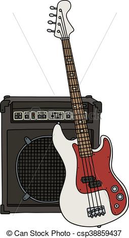 255x470 Electric Bass Guitar And The Combo Hand Drawing Of A White - Bass Guitar Drawing