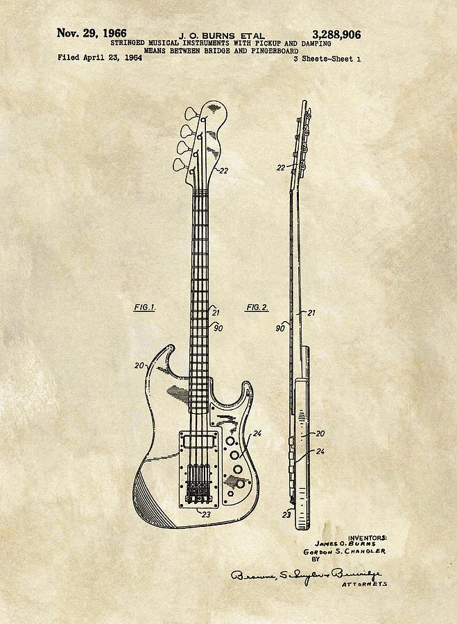 659x900 Bass Guitar Patent Drawing - Bass Guitar Drawing