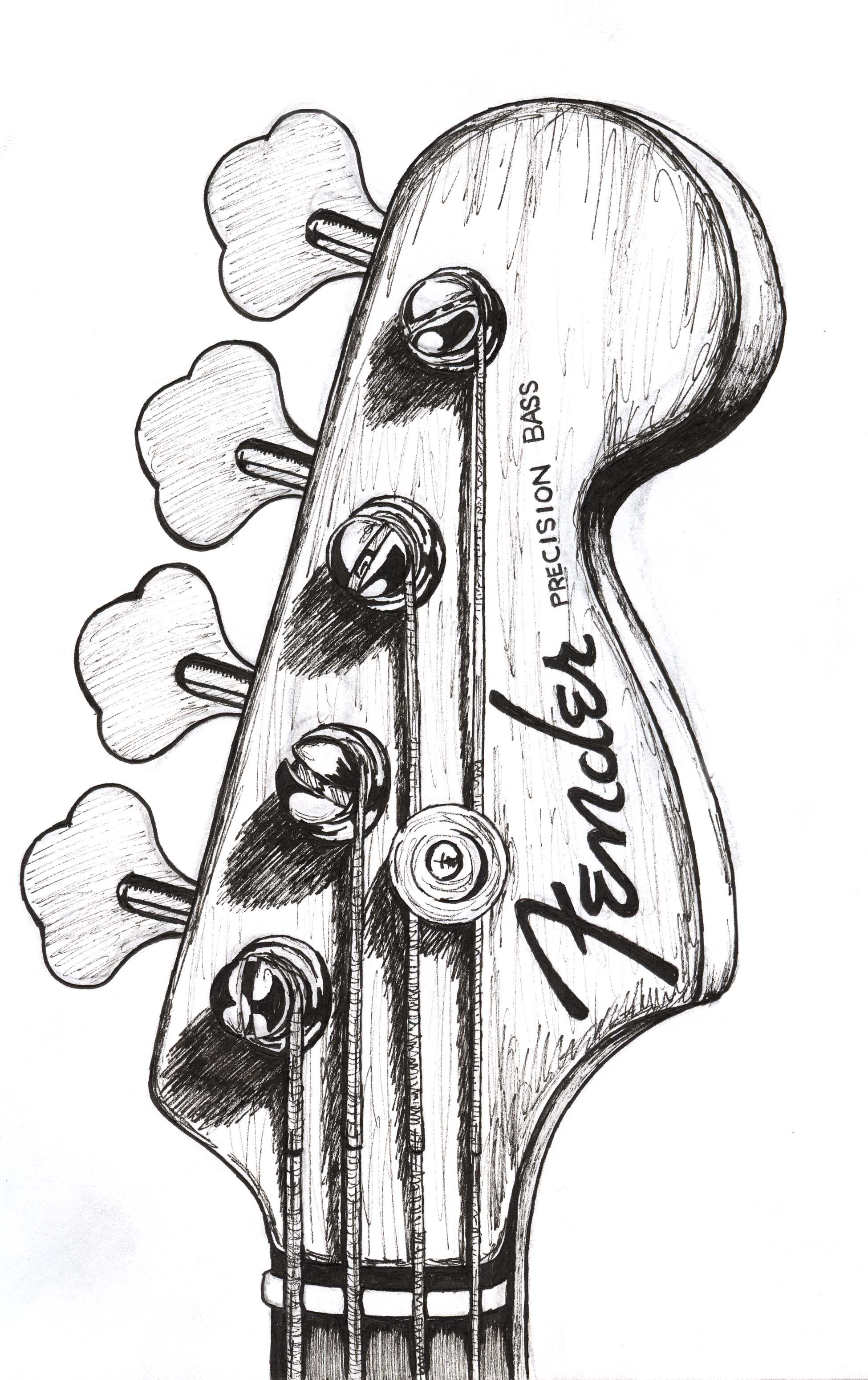 1950x3098 Bass Guitar Drawing - Bass Guitar Drawing