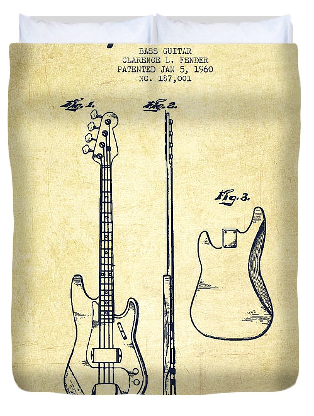 645x853 Bass Guitar Patent Drawing From Duvet Cover For Sale - Bass Guitar Drawing