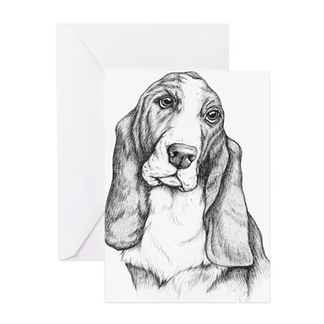 460x460 basset hound drawing stationery - Basset Hound Drawing